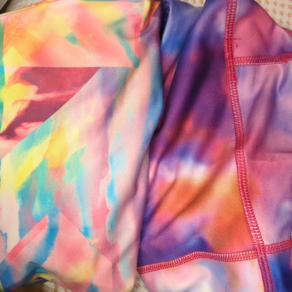 NWOT colorful yoga tank top +  coordinating capris Bright pastels, S - Picture 5 of 8